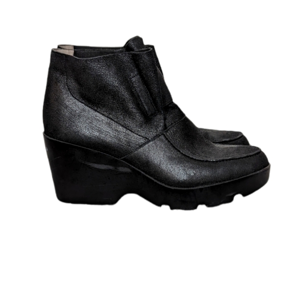 Eileen Fisher Shoes Women's Sz 7.5 Black Suede Wedge Platform Slip On - Picture 4 of 12